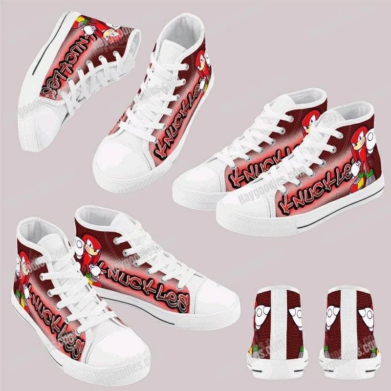 Knuckles Kids High Top Canvas Shoes – Black or White Sole