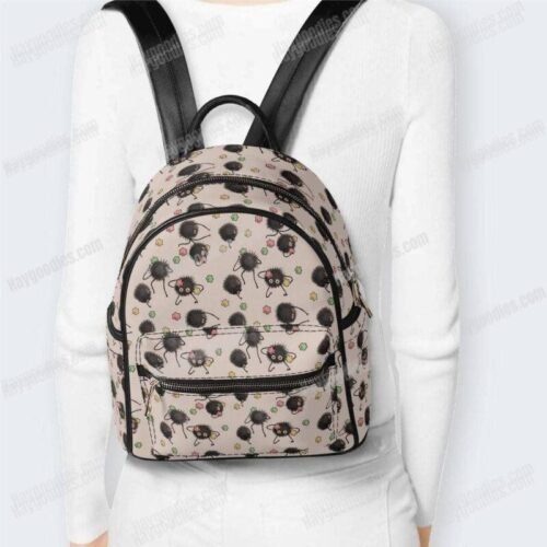 Cute Soot Sprites PU Leather Backpack