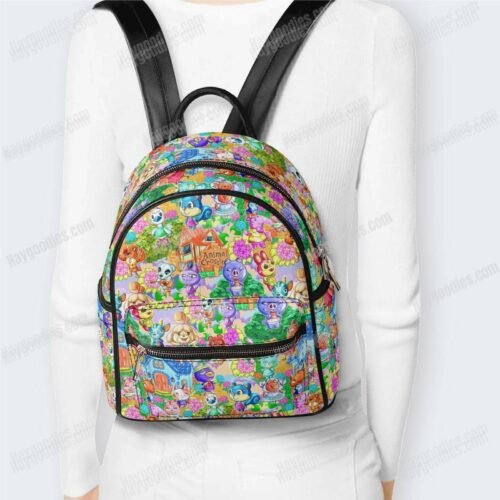 Cute Animal Crossing PU Leather Backpack – Stylish & Durable Everyday Bag