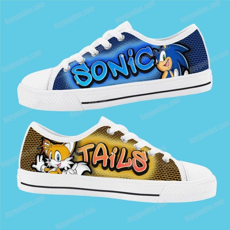 Sonic and Tails Kids Low Top Canvas Shoes