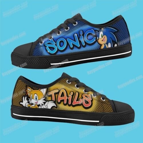 Sonic and Tails Kids Low Top Canvas Shoes Sonic and Tails Kids Low Top Canvas Shoes