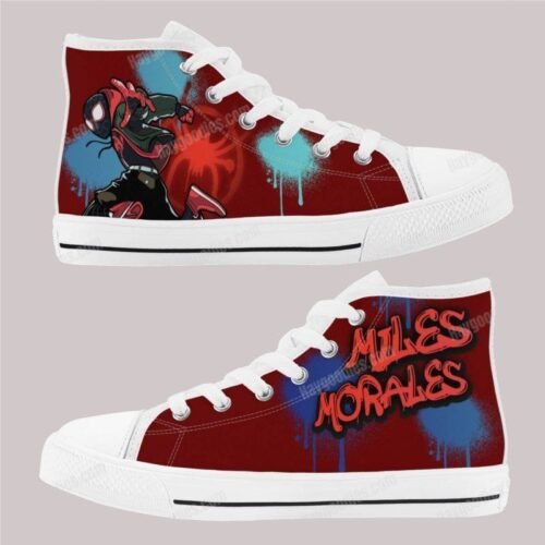 Miles Morales Kids High Top Canvas Shoes-Red