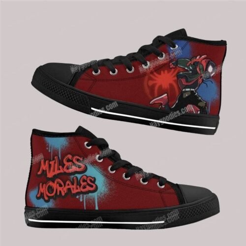 Miles Morales Kids High Top Canvas Shoes-Red