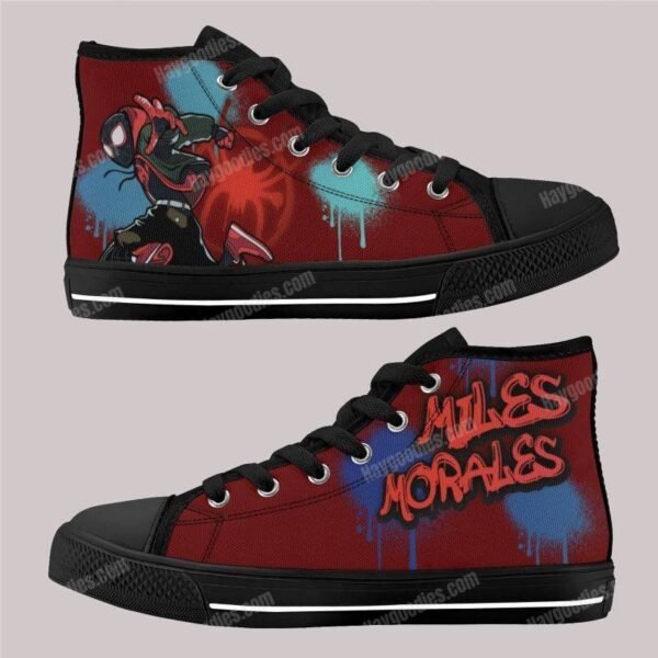 Miles Morales Kids High Top Canvas Shoes-Red Miles Morales Kids High Top Canvas Shoes-Red