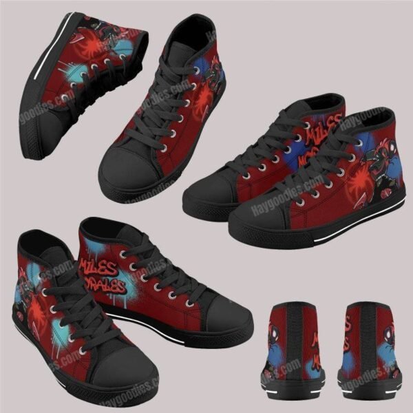 Miles Morales Kids High Top Canvas Shoes-Red Miles Morales Kids High Top Canvas Shoes-Red