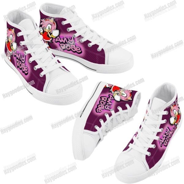 Amy Rose Kids High Top Canvas Shoes – Black or White Sole