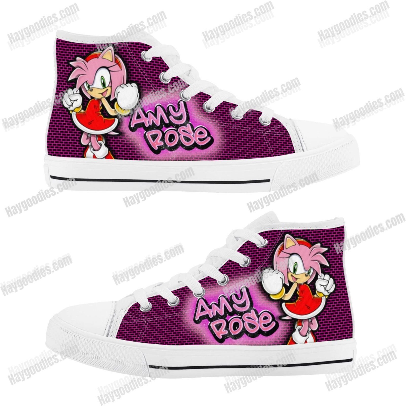 Amy Rose Kids High Top Canvas Shoes – Black or White Sole