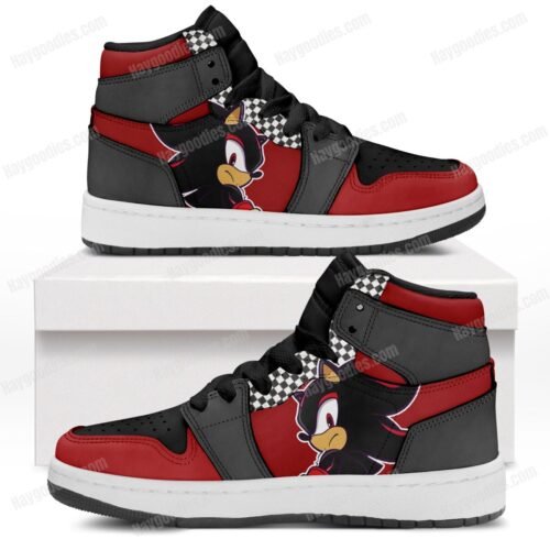 Shadow-Kid Sneaker Boots 1-blk Shadow the Hedgehog Custom Made Kids Unisex Sneaker Boots
