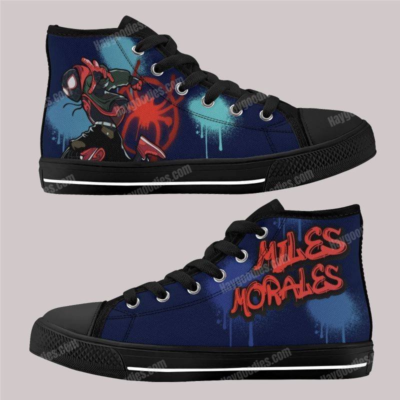 Miles Morales Kids High Top Canvas Shoes-Navy Miles Morales Kids High Top Canvas Shoes-Navy