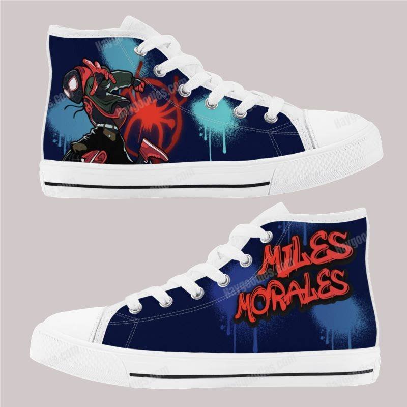 Miles Morales Kids High Top Canvas Shoes-Navy Miles Morales Kids High Top Canvas Shoes-Navy