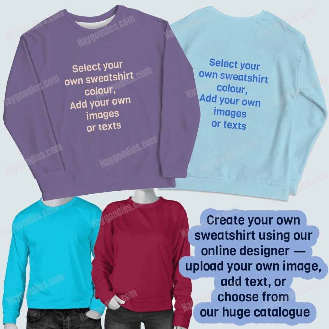 Custom Crew-Neck Sweatshirt | Design Your Own Jumper | Free Tracked Delivery