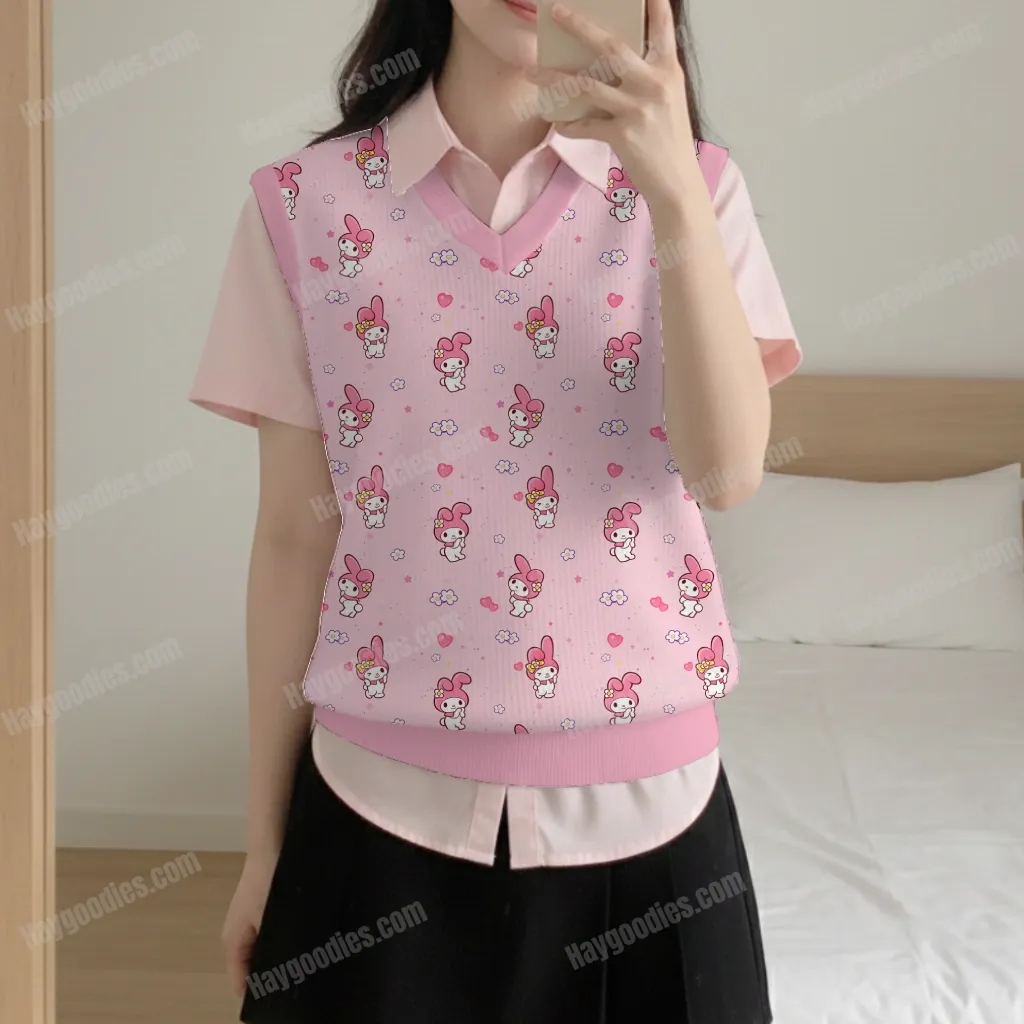 girlselfie-fr-knitvest-mymelody my melody knit sweater vest