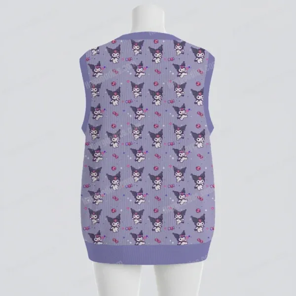 knitvest-manequinn-bk-kuromi Kuromi Purple Chunky Needle Knit Sweater Vest | Unisex Size S to 6XL