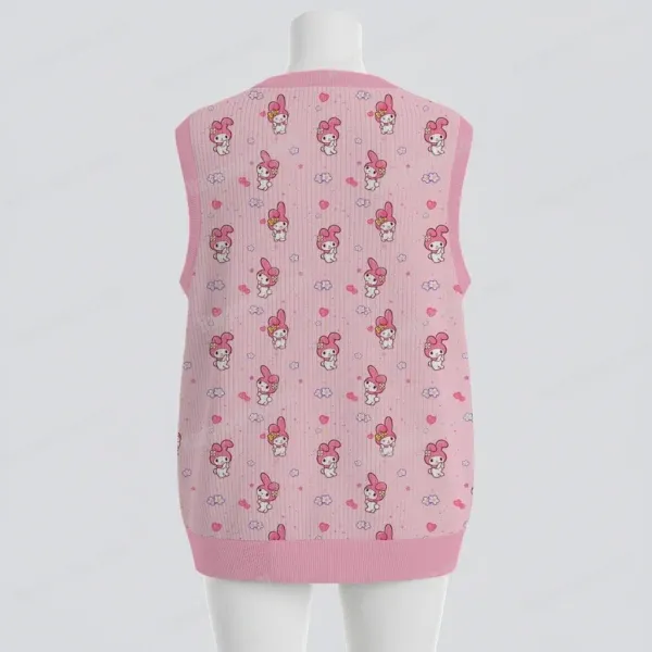 knitvest-manequinn-bk-mymelody My Melody Chunky Needle Knit Sweater Vest | Unisex Size S to 6XL