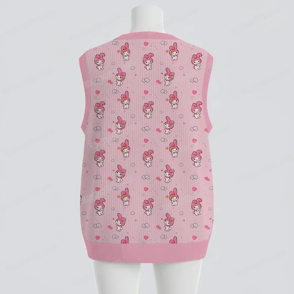 knitvest-manequinn-bk-mymelody My Melody Chunky Needle Knit Sweater Vest | Unisex Size S to 6XL