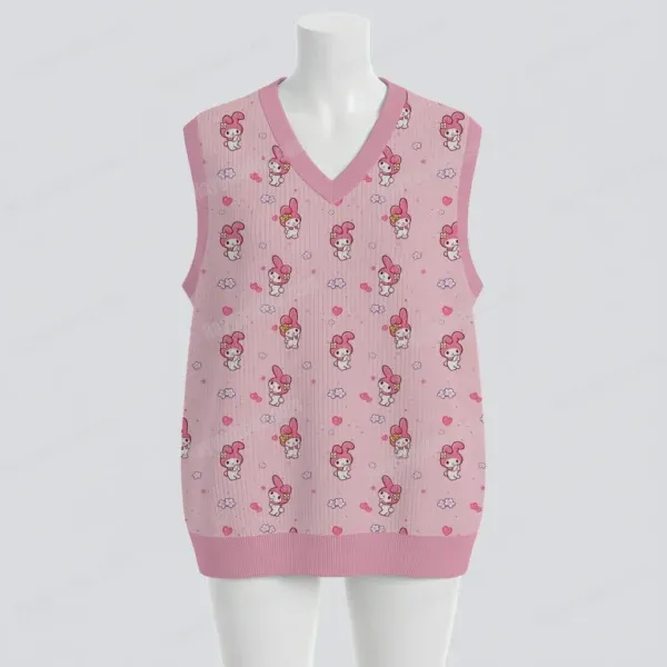 knitvest-mannequin-fr-mymelody My Melody Chunky Needle Knit Sweater Vest | Unisex Size S to 6XL