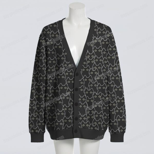 cardigan front cats Cute Black Cats Pattern Knit Cardigan S–7XL (Copy)