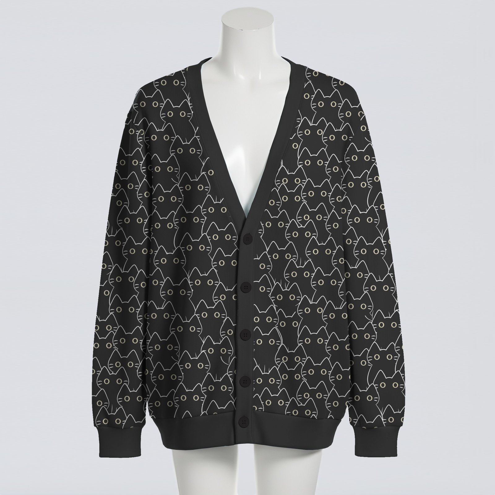 cardigan front cats Cute Black Cats Pattern Knit Cardigan S–7XL (Copy)