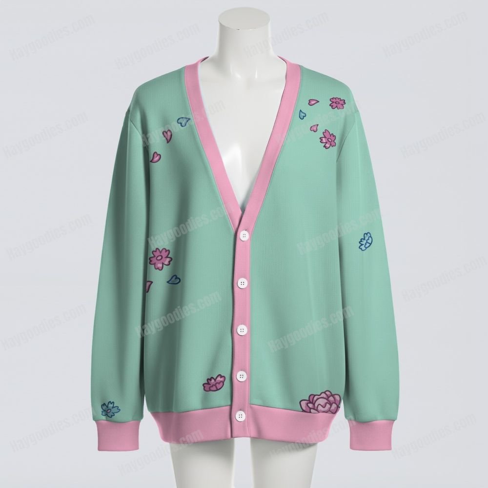 Pastel Dragon Cardigan – Unisex Oversized Button-Up Cardigan S–7XL – Green and Pink
