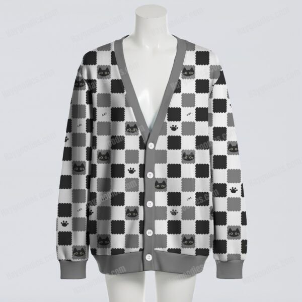 cardigan front mannequin2 Cute Black Cats Stares Pattern Knit Cardigan S–7XL (Copy)