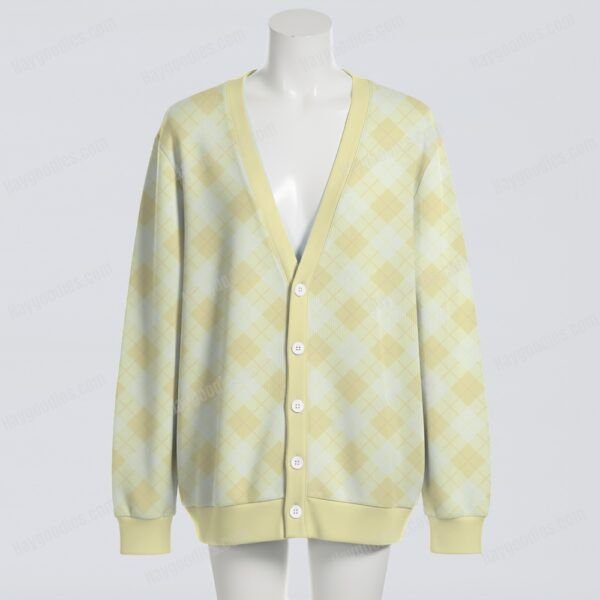 Argyle Diamond Pattern Knit Cardigan S–7XL