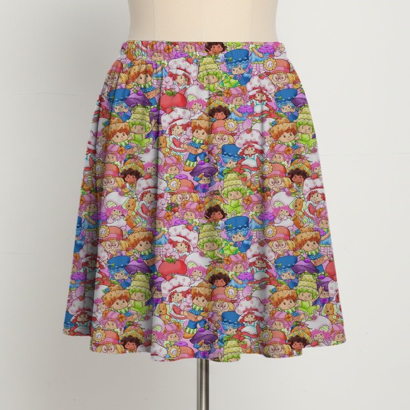 Strawberry Shortcake Characters Skater Skirt with Pockets – Stretch A-Line Mini (UK 8–26)