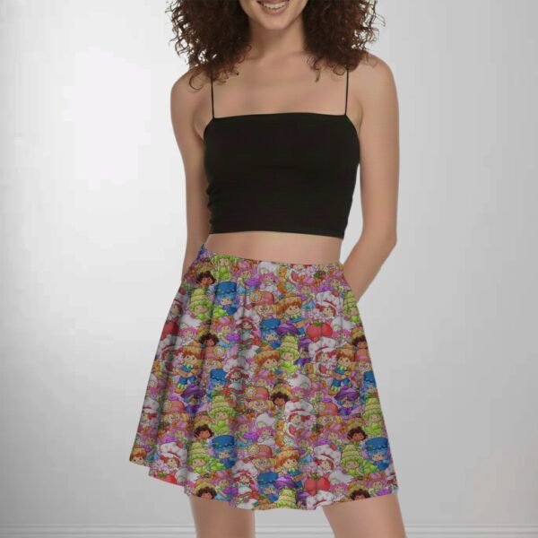 Strawberry Shortcake Characters Skater Skirt with Pockets – Stretch A-Line Mini (UK 8–26)